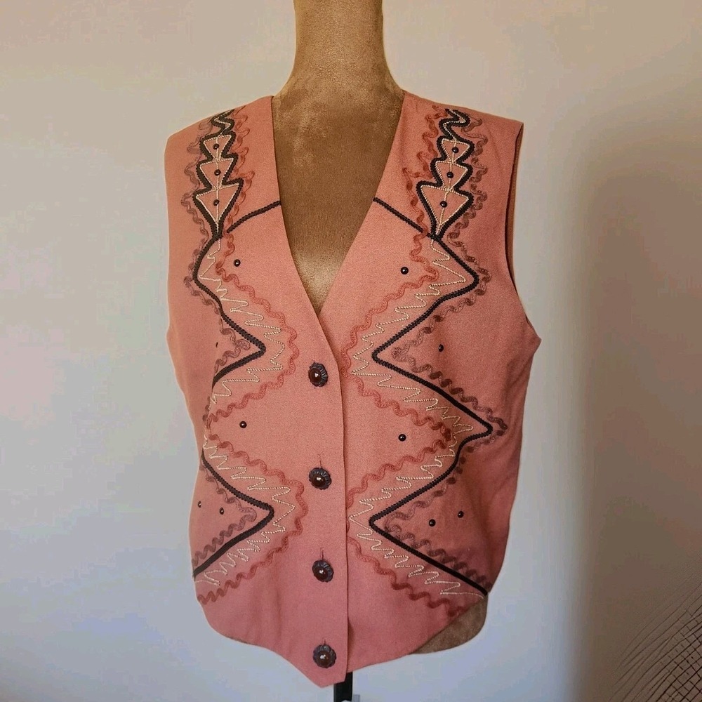 Cache Pink Embroidered Vest
